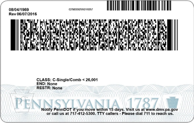 2017 Driver's License Reverse Side